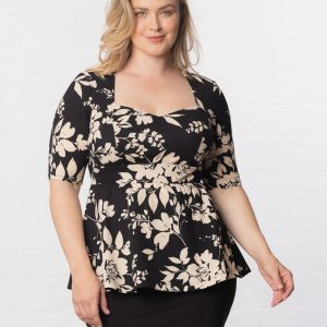 Posh Peplum Top - Sale! - Vintage Ivory Florals / 0X (10-12)