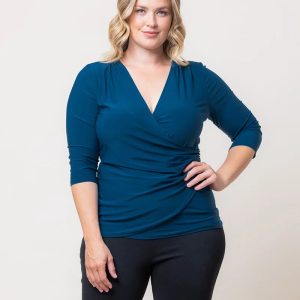 Femme Fatale Faux Wrap Top - Aegean Blue / 0X (10-12)