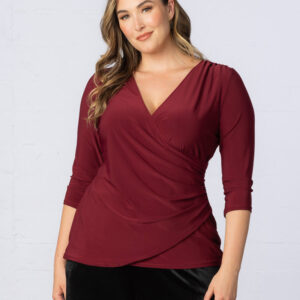 Femme Fatale Faux Wrap Top - Burgundy / 0X (10-12)