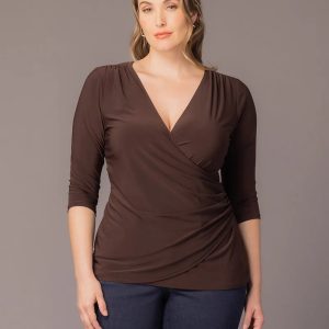 Femme Fatale Faux Wrap Top - Chocolate / 0X (10-12)