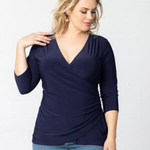 Femme Fatale Faux Wrap Top - Nouveau Navy / 0X (10-12)