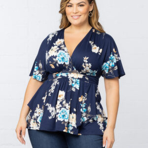 Encore Print Top - Navy Floral / 0X (10-12)