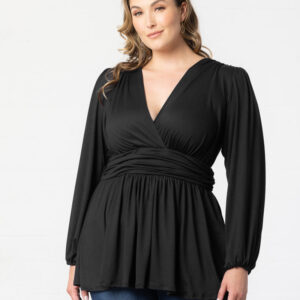 Leah Long Sleeve Tunic Top - Sale! - Black Noir / 0X (10-12)