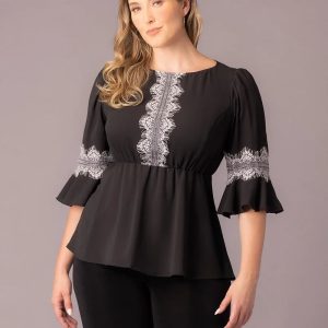 Chateau Lace Trim Top - Black Noir / 0X (10-12)