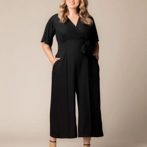 Evelyn Cropped Wide Leg Jumpsuit - Black Noir / 0X (10-12)