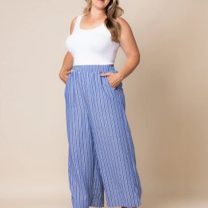 Eva Palazzo Pants - Blue Stripes / 0X (10-12)