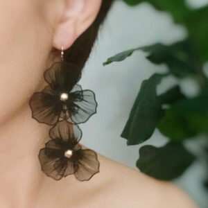 Royal Garden Double Bloom Earrings - Classic Black / One Size