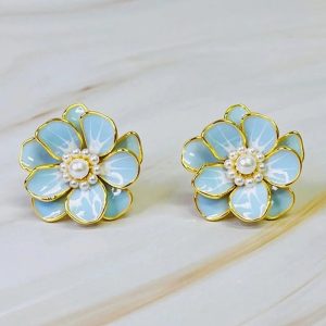 Art of Flower Earrings - Misty Blue / ONE