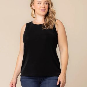 Classic Silky Sleeveless Tank Top by Vikki Vi - Black Noir / 0X (12-14)