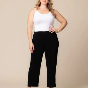 Classic Petite Pull-On Straight Leg Pants by Vikki Vi - Black Noir / 0XP (12-14)