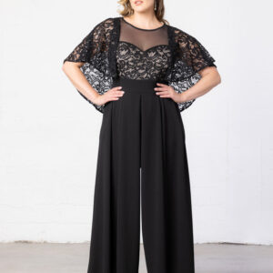 Alluring Sequins Formal Jumpsuit - Black Nude / 0X (10-12)