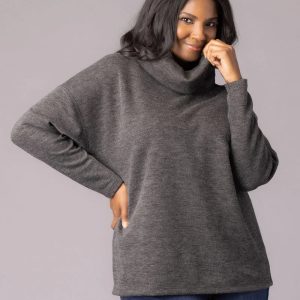Astrid Long Sleeve Turtleneck Sweater - Sale! - Graphite Grey / 0X (10-12)