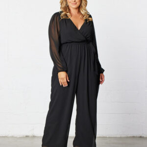 Celina Chiffon Jumpsuit - Black Noir / 1X (14-16)