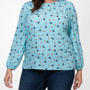 Modern Maven Blouse - Final Sale! - Blue/Navy/Red / 0X (10-12)