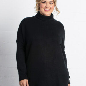 Paris Turtleneck Tunic Sweater - Black Noir / 0X (10-12)