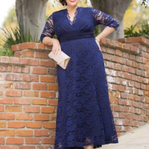 Screen Siren Lace Evening Gown - Sale! - Nocturnal Navy / 0X (10-12)