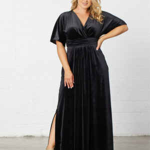 Verona Velvet Evening Gown - Onyx / 2X (18-20)