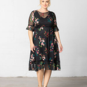 Wildflower Embroidered Dress - Onyx Blooms / 0X (10-12)