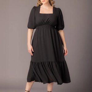 Bailey Square Neck Maxi Dress - Sale! - Black Noir / 0X (10-12)