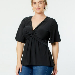 Abby Twist Front Top - Black / 0X (10-12)