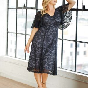 Camille Lace Cocktail Dress - Storm Grey / 0X (10-12)