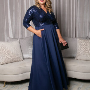 Paris Pleated Sequin Gown - Nocturnal Navy / 0X (10-12)