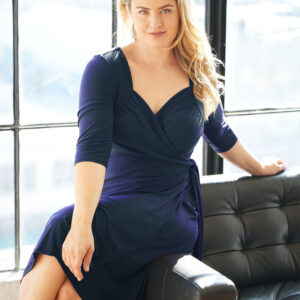 Sweetheart Knit Wrap Dress - Sale! - Navy Blue / 0X (10-12)